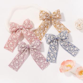 Lace embroidered bow clip YL02