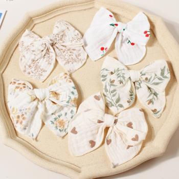 Nylon Floral Bow Clip FJ033