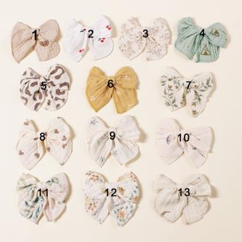 Nylon Floral Bow Clip FJ033