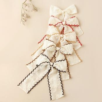 Lace embroidered bow clip FJ036