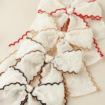Lace embroidered bow clip FJ036