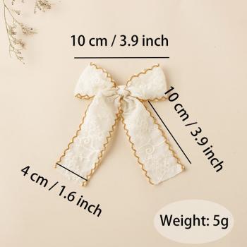 Lace embroidered bow clip FJ036